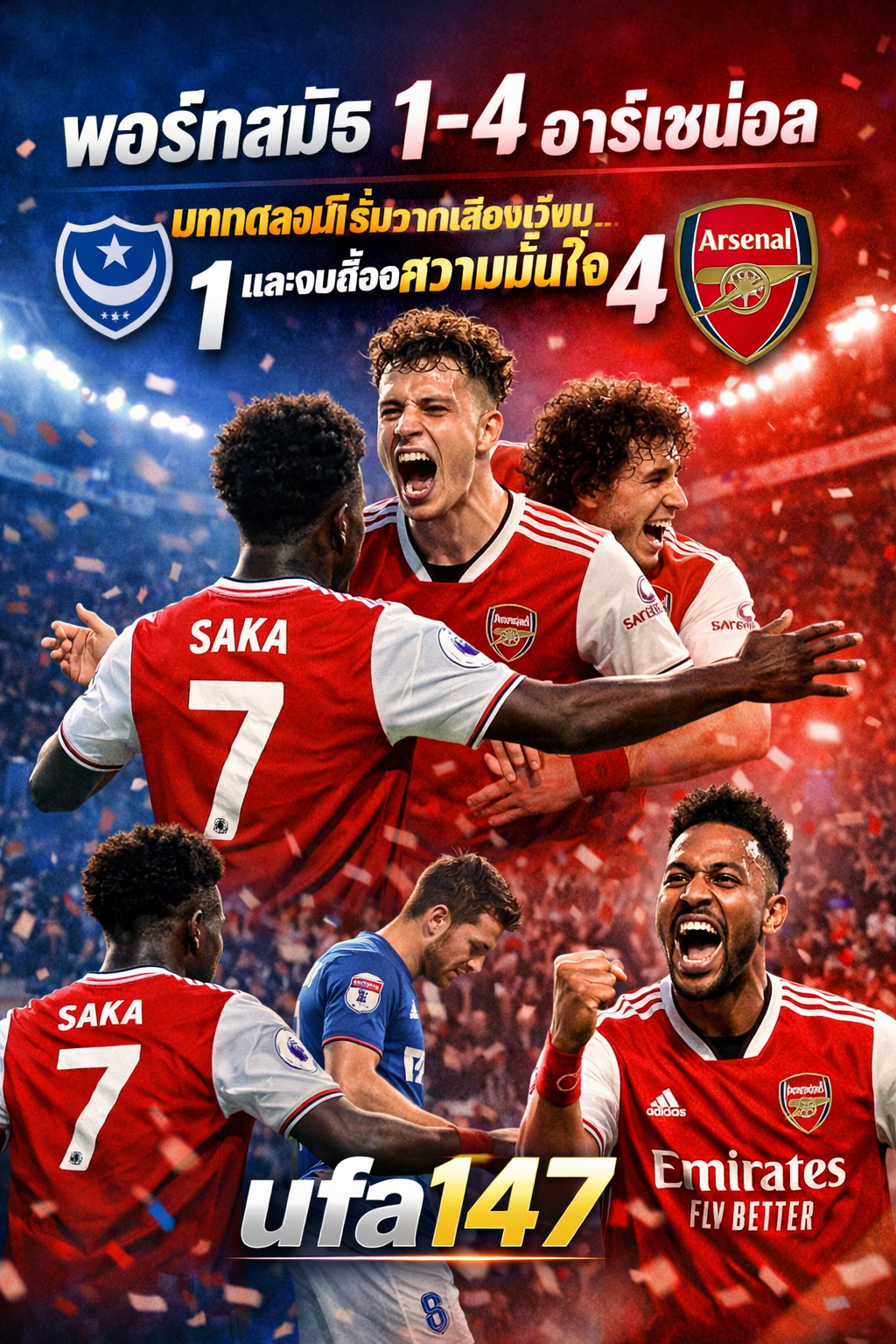 พอร์ทสมัธ 1-4 อาร์เซน่อล บททดสอบที่เริ่มจากเสียงเงียบและจบด้วยความมั่นใจ